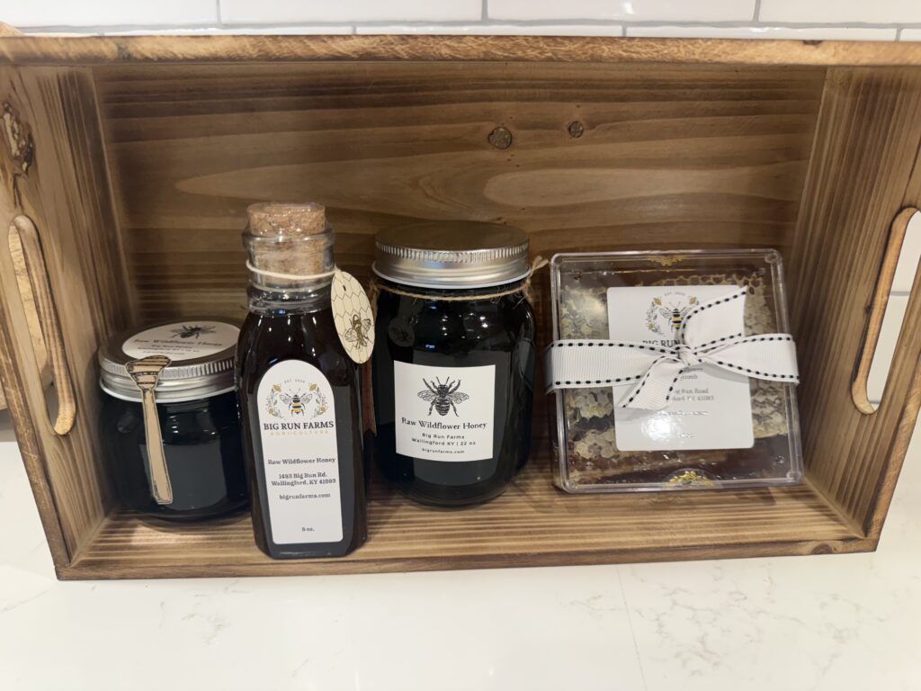 Raw wildflower honey display